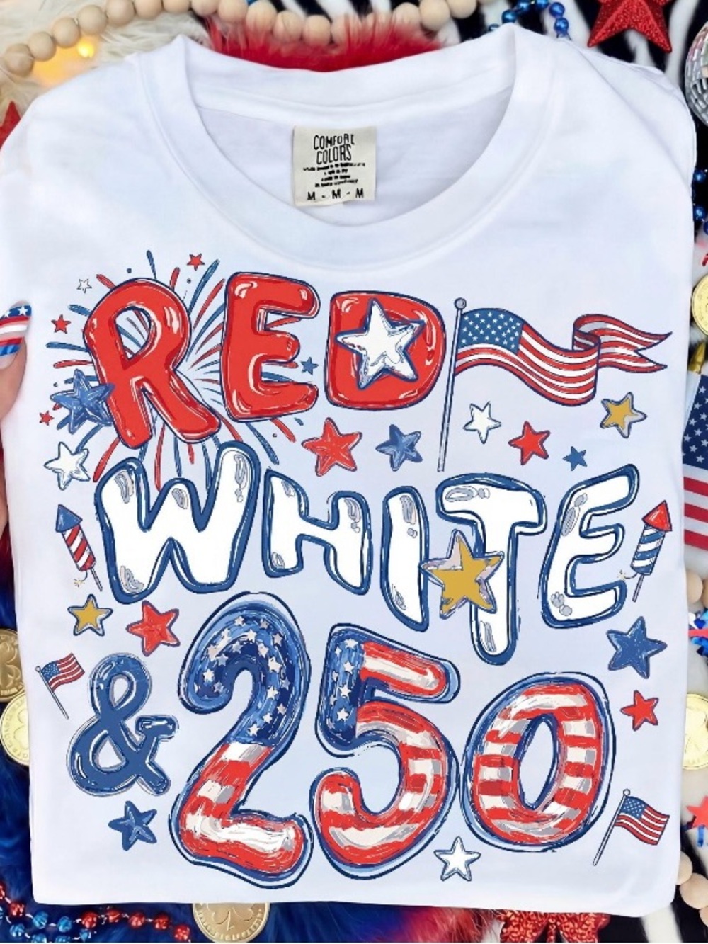 Red White & 250 Custom Made America Tee